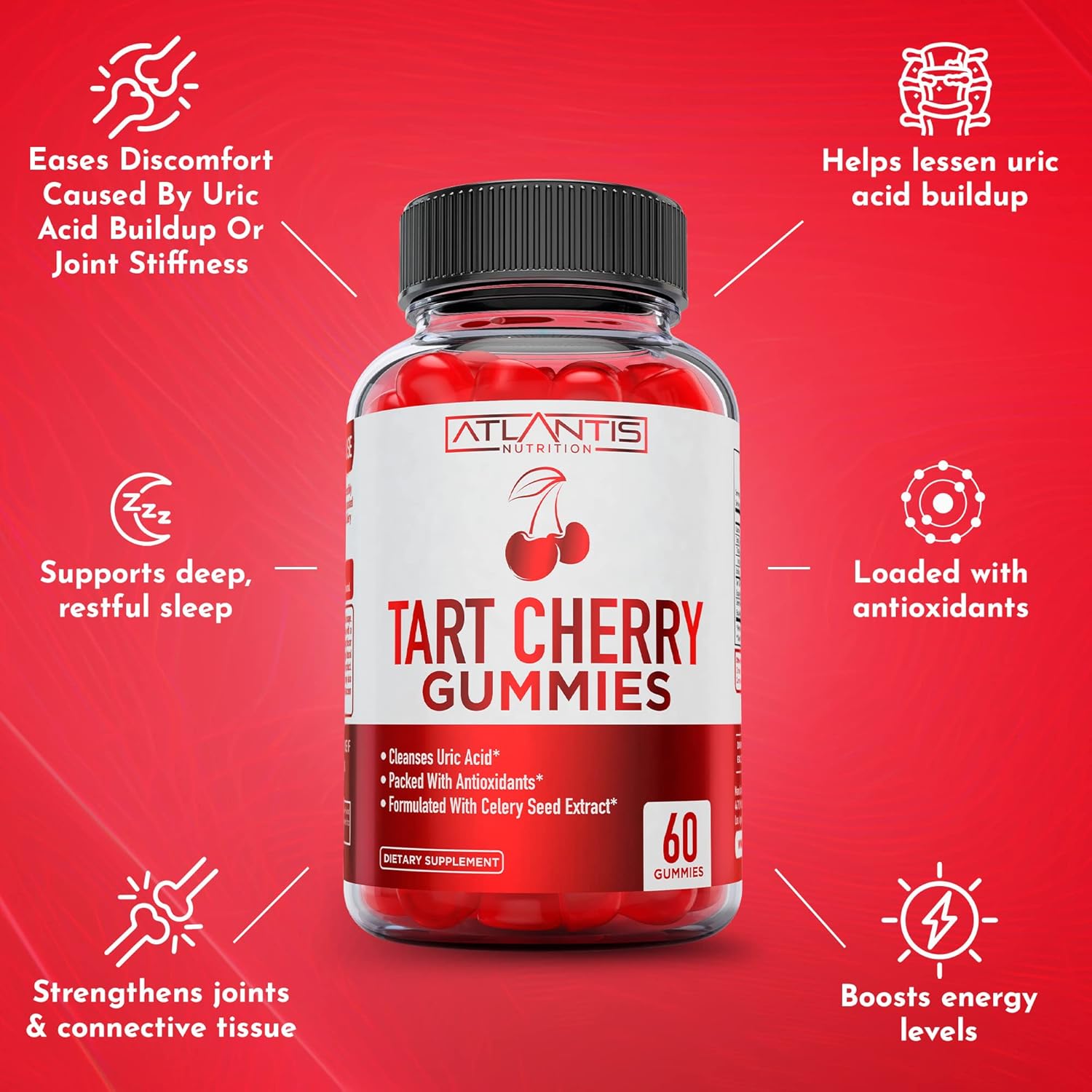 120 Gummies Bundle: Ashwagandha & Tart Cherry for Energy, Immunity, and Gout Relief