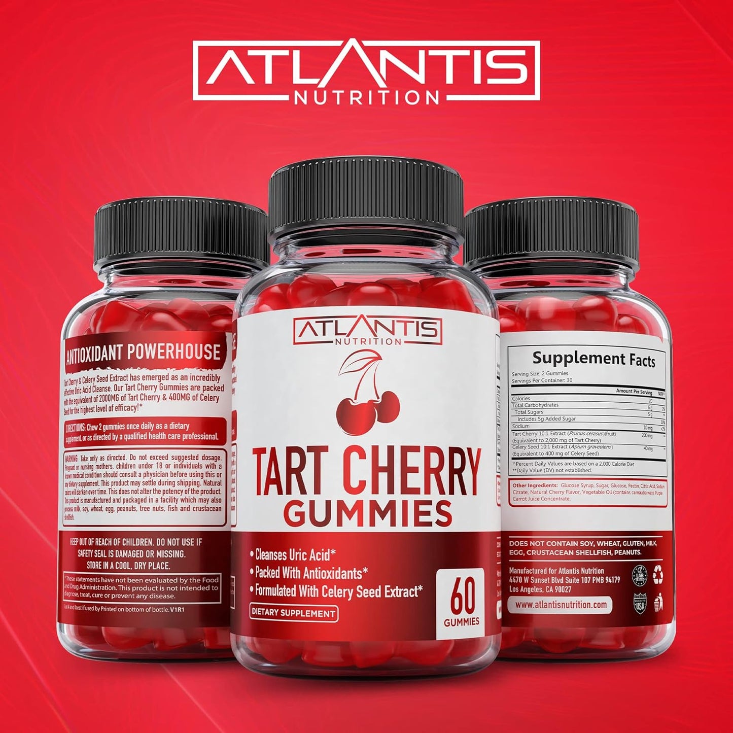 120 Mixed Berry Gummies with Tart Cherry and Magnesium Citrate for Nutritional Support