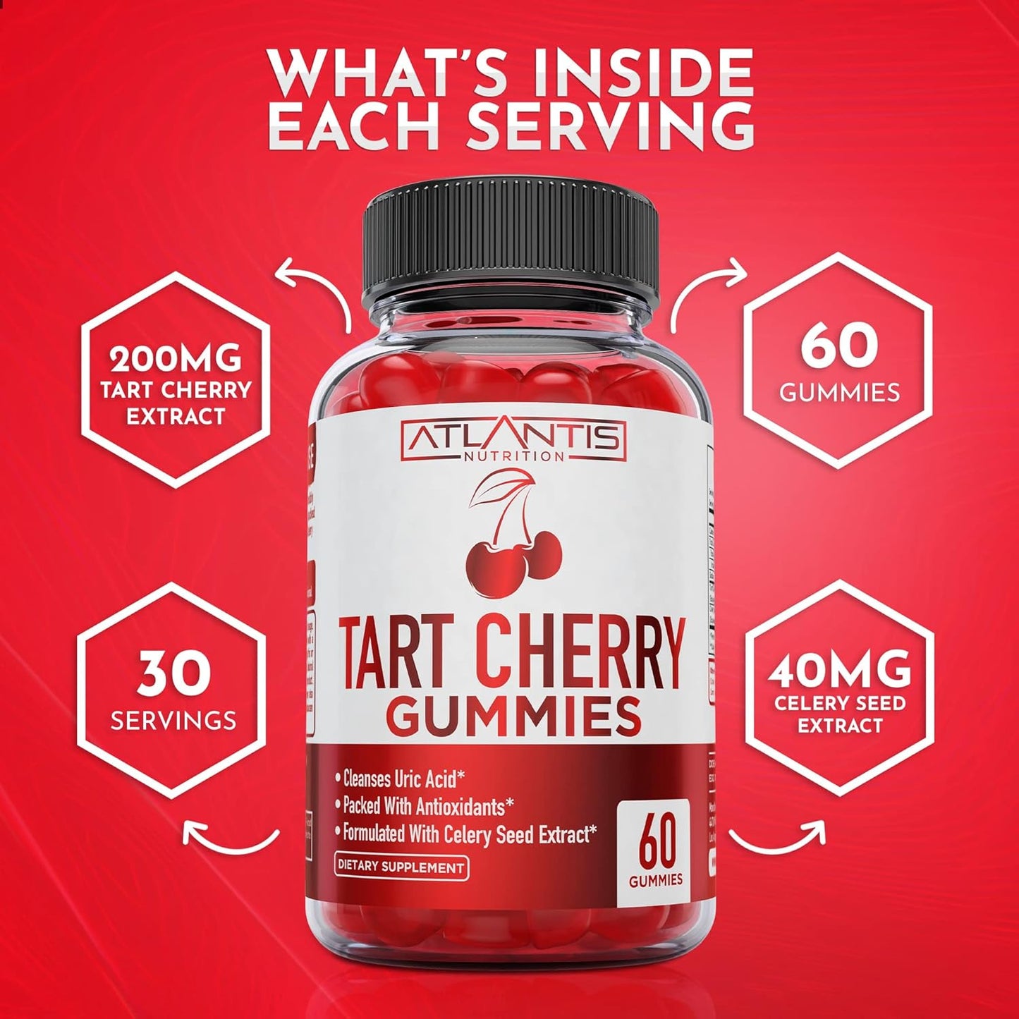 120 Mixed Berry Gummies with Tart Cherry and Magnesium Citrate for Nutritional Support