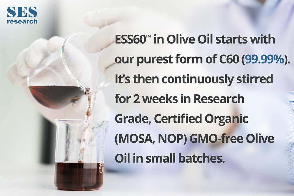 120 ML Fine Grade C60 Organic Extra Virgin Olive Oil with 99.99% Purity - Anti-Aging & Energy Boost - Nootropic Antioxidant Supplement for Sleep, Focus, Longevity & Immunity