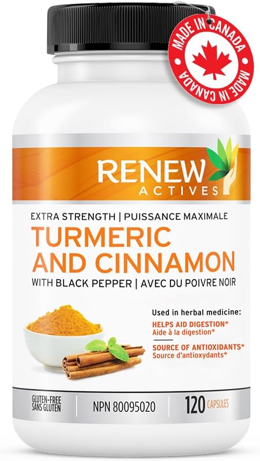 120 Organic Turmeric & Cinnamon Capsules with Curcumin & BioPerine for Metabolism, Joint Health & Digestion