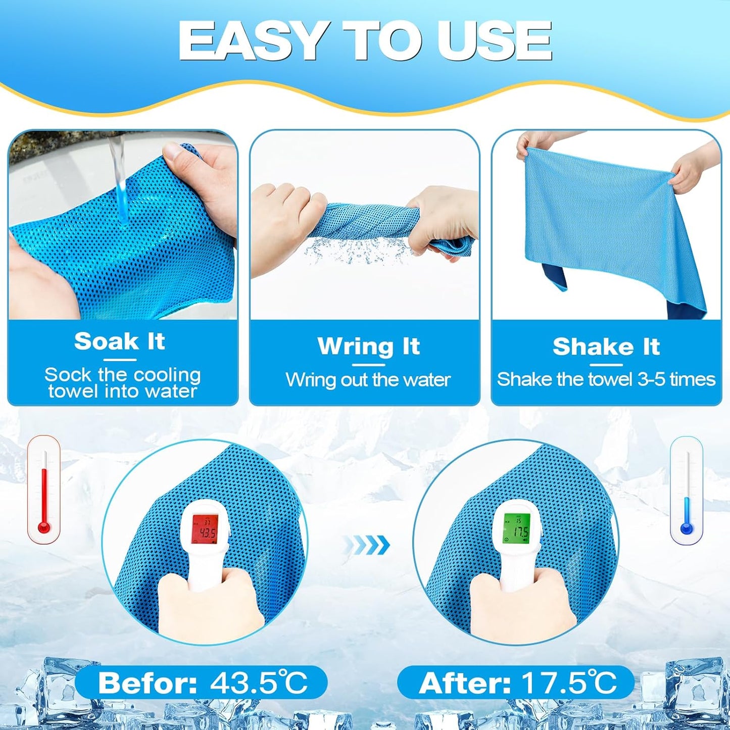 120 Pack Menoly Cooling Towels for Neck - 32"x12" Ice Towels for Sports, Gym, Yoga, Camping, Running - Soft Microfiber Chilly Towel for Fitness & More