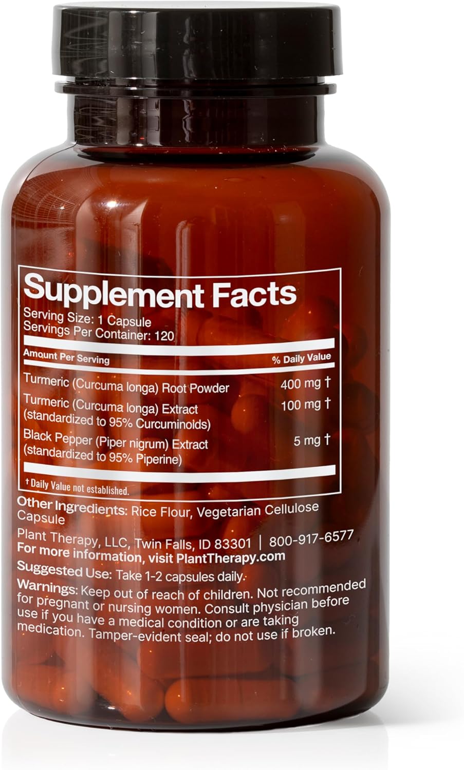 120 Plant Therapy Turmeric & Black Pepper Capsules, 95% Curcuminoids, Joint & Muscle Support, USA Made, Vegetarian Formula