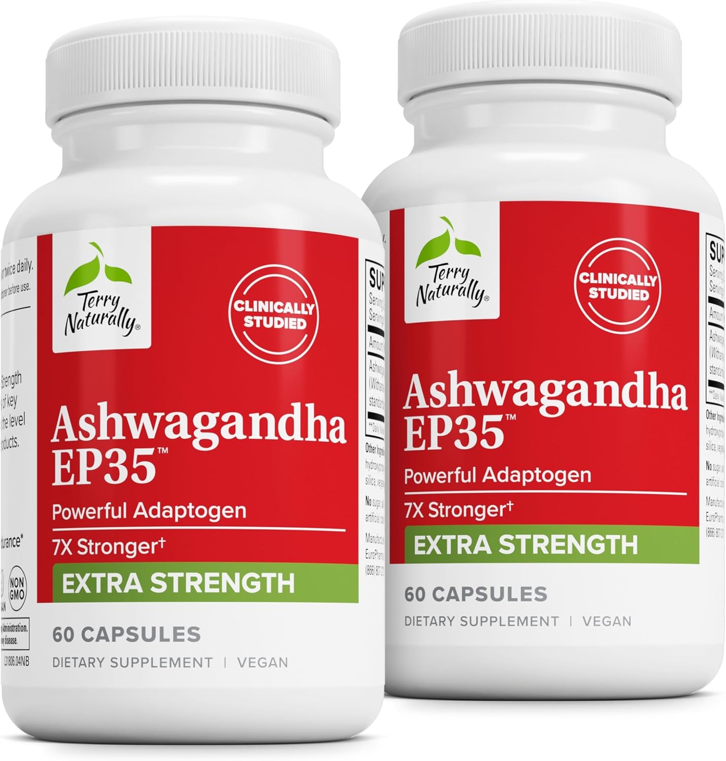 120 Servings of Terry Naturally Ashwagandha EP35 Extra Strength Capsules - Powerful Adaptogen - Non-GMO, Vegan - Pack of 2 - BoostGo Australia