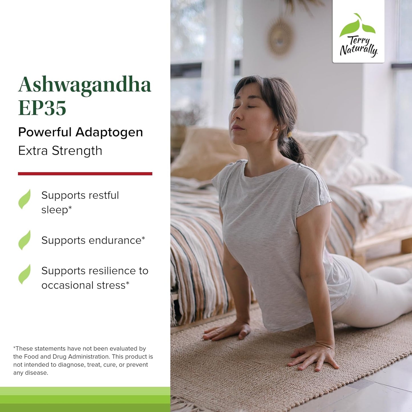 120 Servings of Terry Naturally Ashwagandha EP35 Extra Strength Capsules - Powerful Adaptogen - Non-GMO, Vegan - Pack of 2 - BoostGo Australia