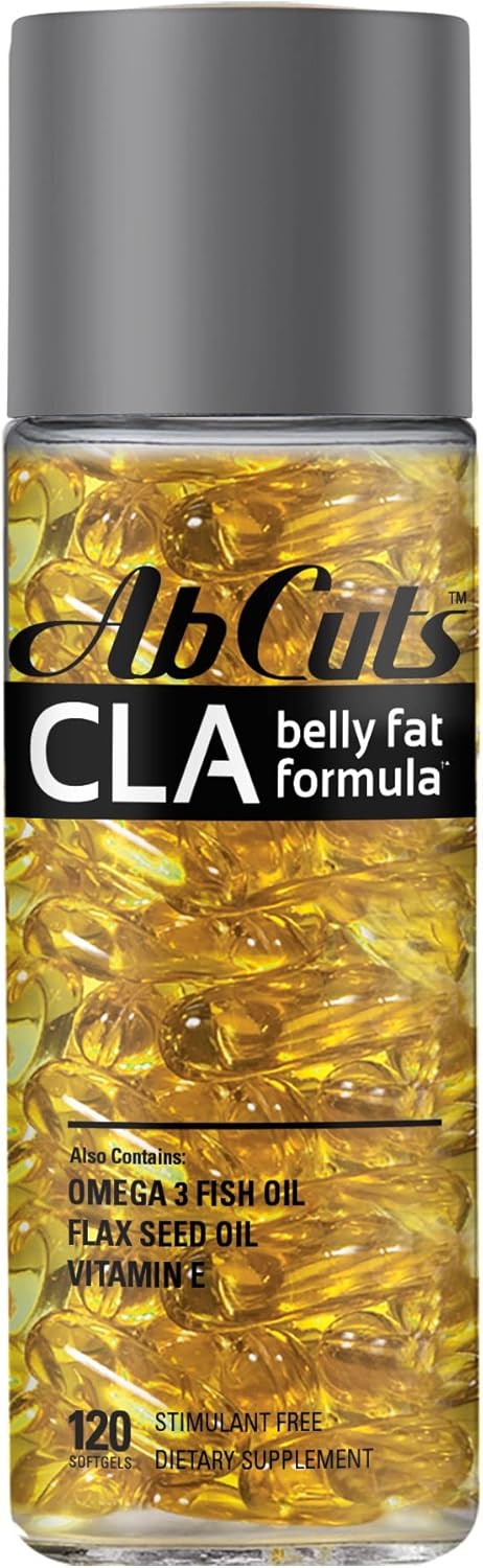 120 Softgel AbCuts CLA Belly Fat Formula with Omega 3 Fish Oil, Flaxseed Oil, and Vitamin E - Boosts Antioxidants & Promotes Healthy Body Composition