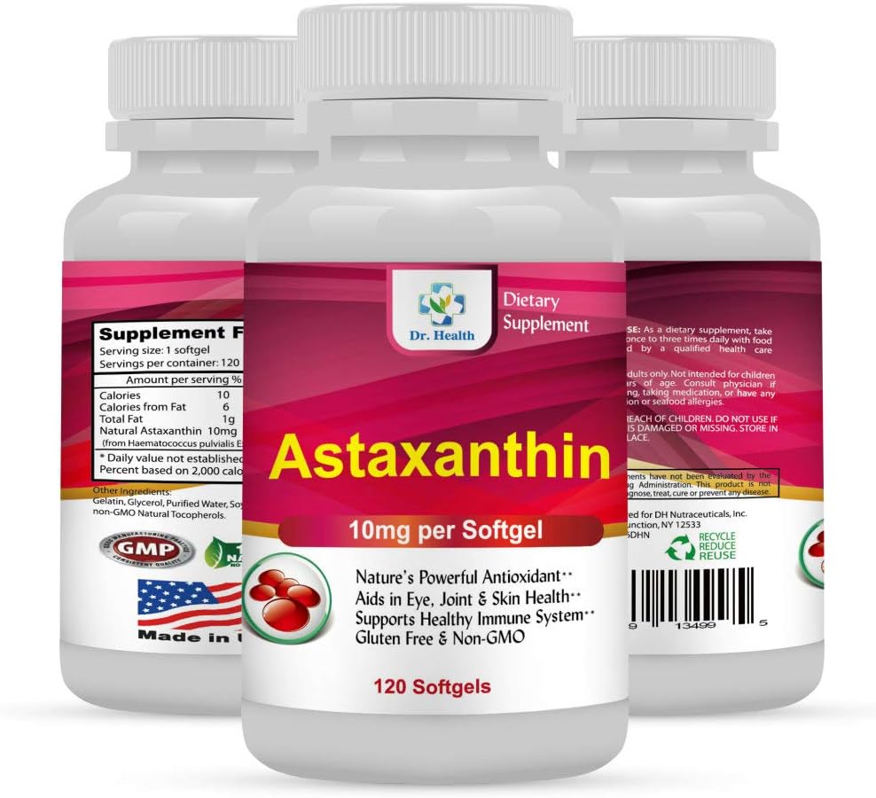 120 Softgels of Astaxanthin 10mg - High Purity Antioxidant & Carotenoid Supplement for Eye, Brain, Joint, Skin, Heart Health - 4 Month Supply