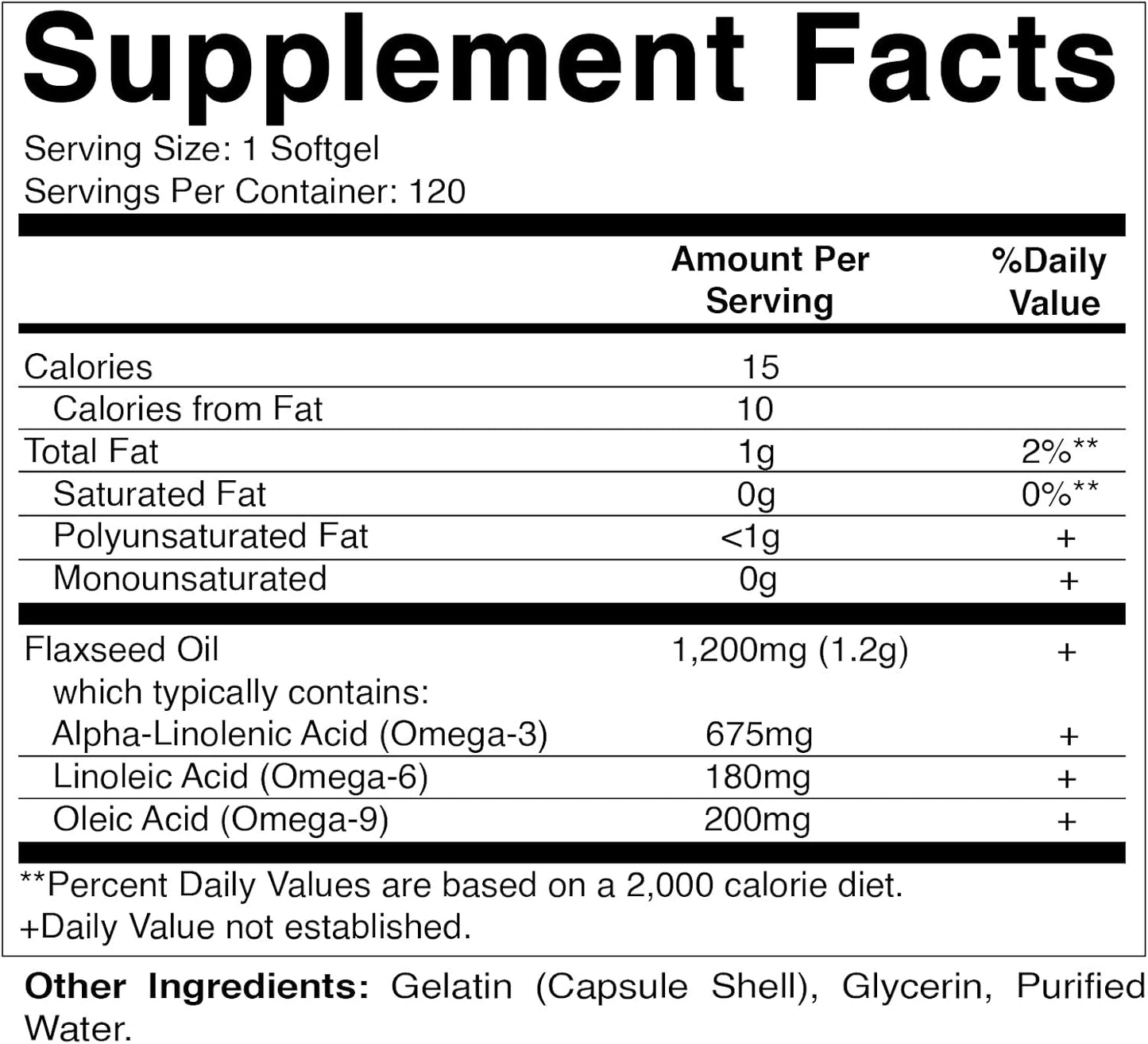 120 Softgels of Vitamatic Cold Pressed Flaxseed Oil 1200mg - Rich in 675mg of ALA Omega-3 Fatty Acids for Heart Health