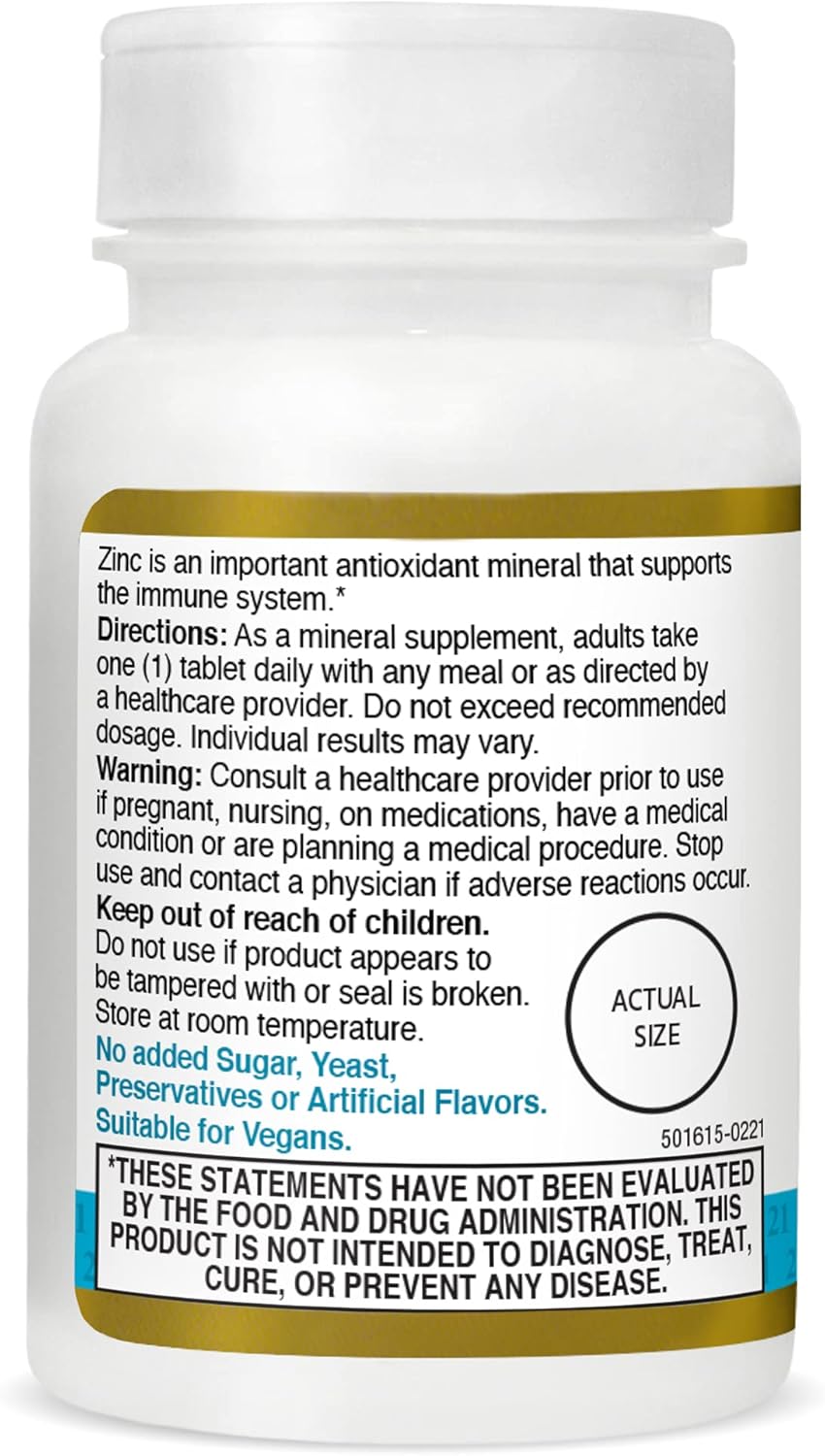 120 Tablets of 21st Century Healthcare Zinc Citrate 50mg for Immune Support