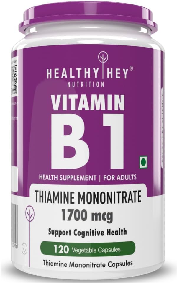 120 Veg Capsules of Vitamin B1 Thiamine Supplement for Overall Wellness