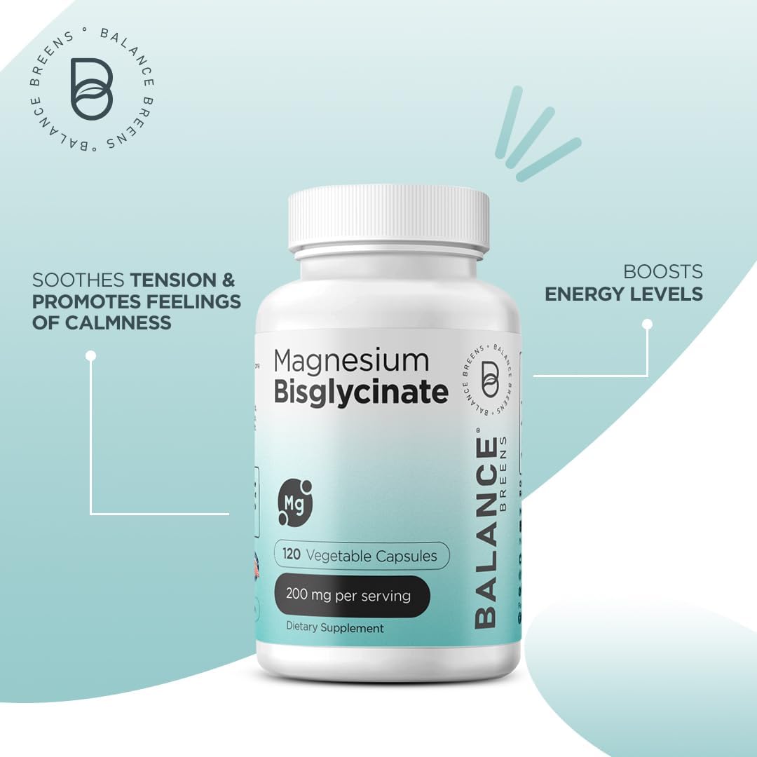 120 Vegan Capsules of High Absorption Chelated Magnesium Bisglycinate 200mg for Heart, Muscles, Bones & Mood Support