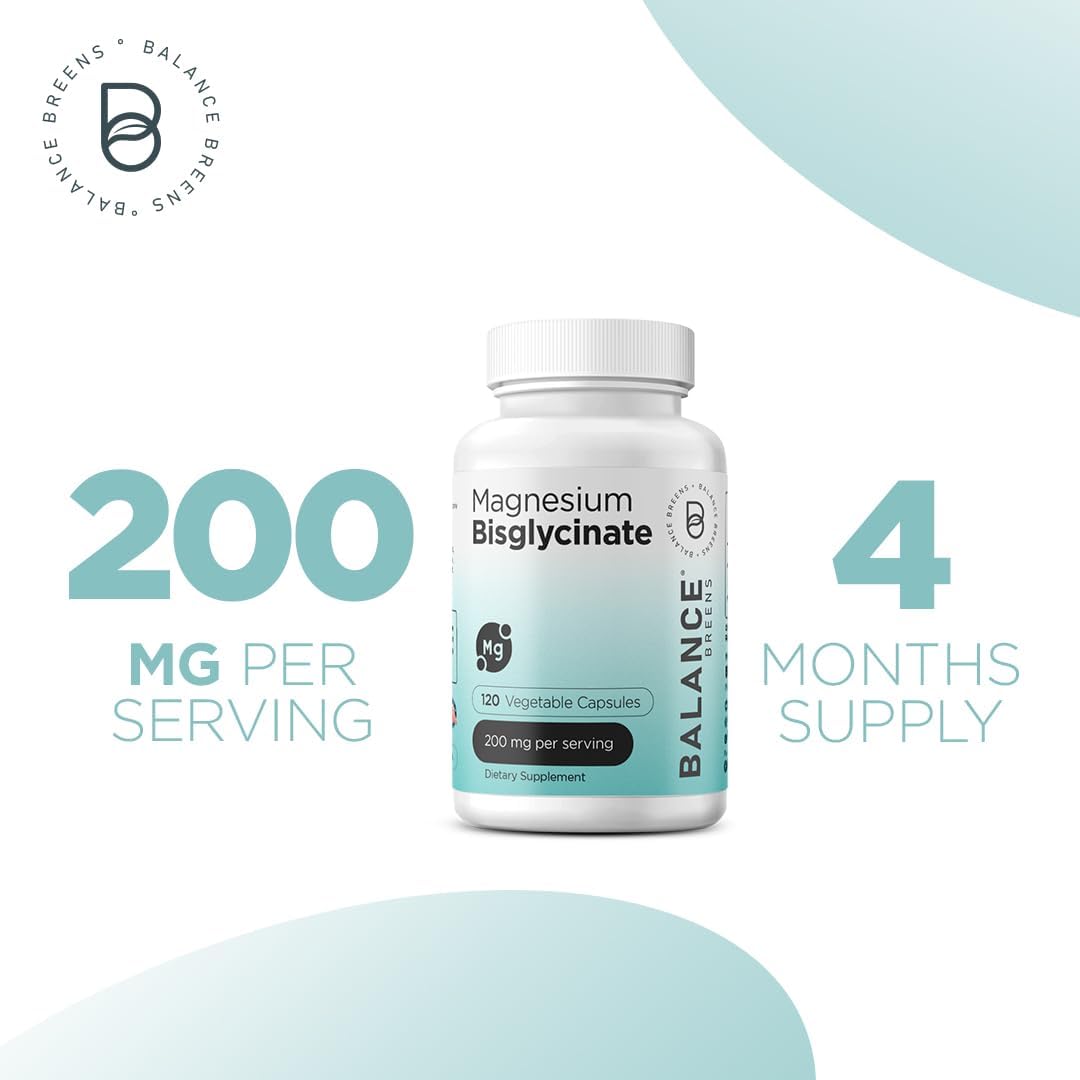 120 Vegan Capsules of High Absorption Chelated Magnesium Bisglycinate 200mg for Heart, Muscles, Bones & Mood Support