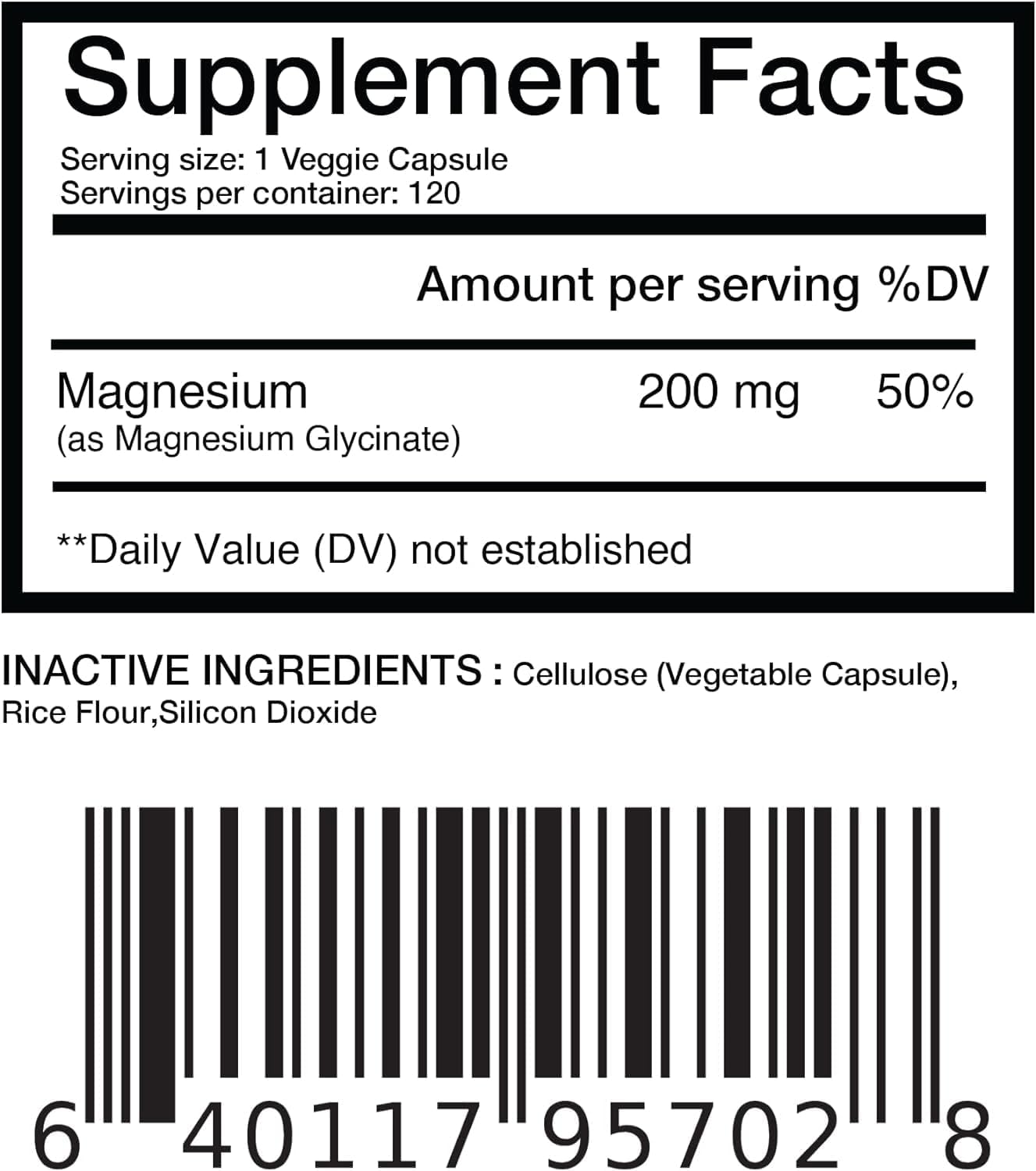 120 Vegan Capsules of High Absorption Chelated Magnesium Bisglycinate 200mg for Heart, Muscles, Bones & Mood Support