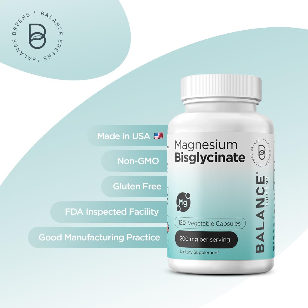 120 Vegan Capsules of High Absorption Chelated Magnesium Bisglycinate 200mg for Heart, Muscles, Bones & Mood Support