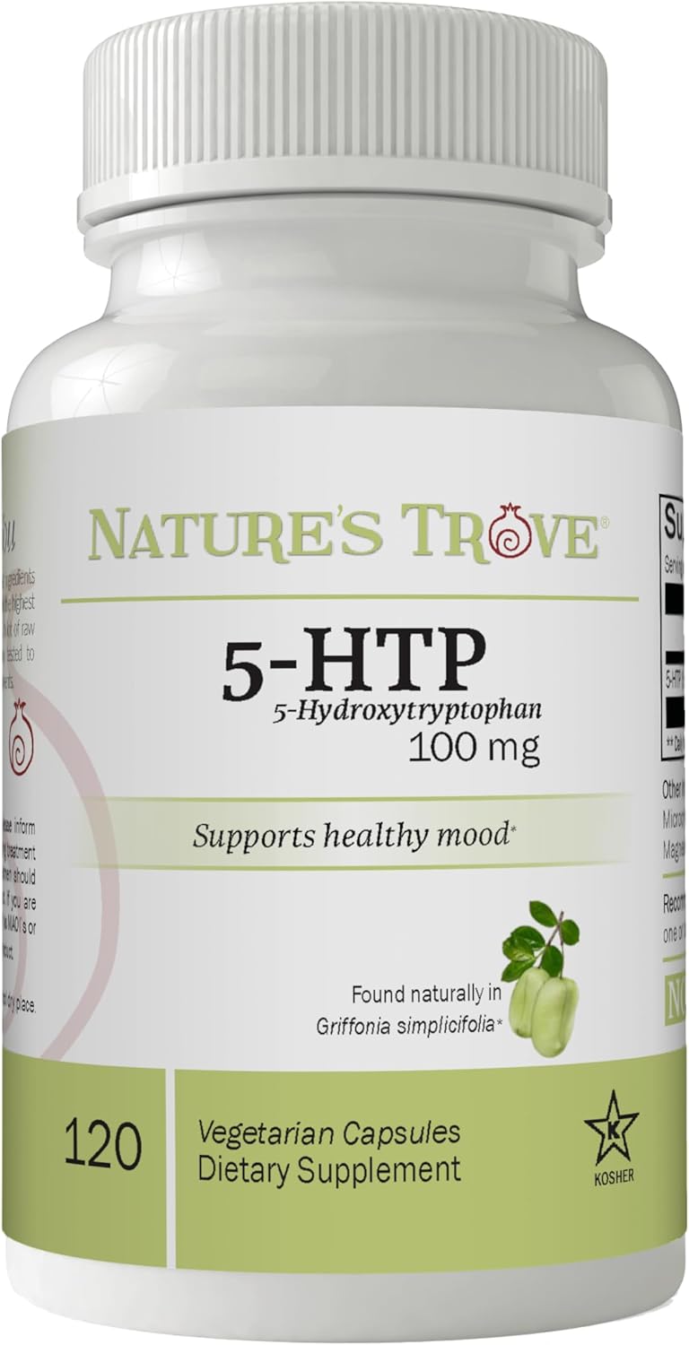 120 Vegetarian Capsules of Nature's Trove 5-HTP 100mg - Natural Mood Support