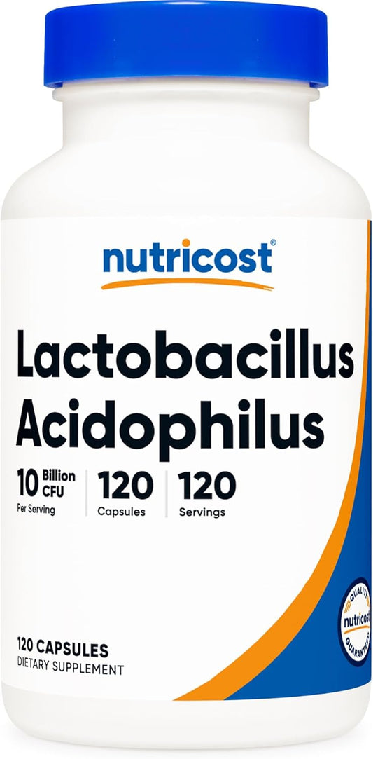 120 Vegetarian Capsules of Nutricost Lactobacillus Acidophilus with 10 Billion CFU