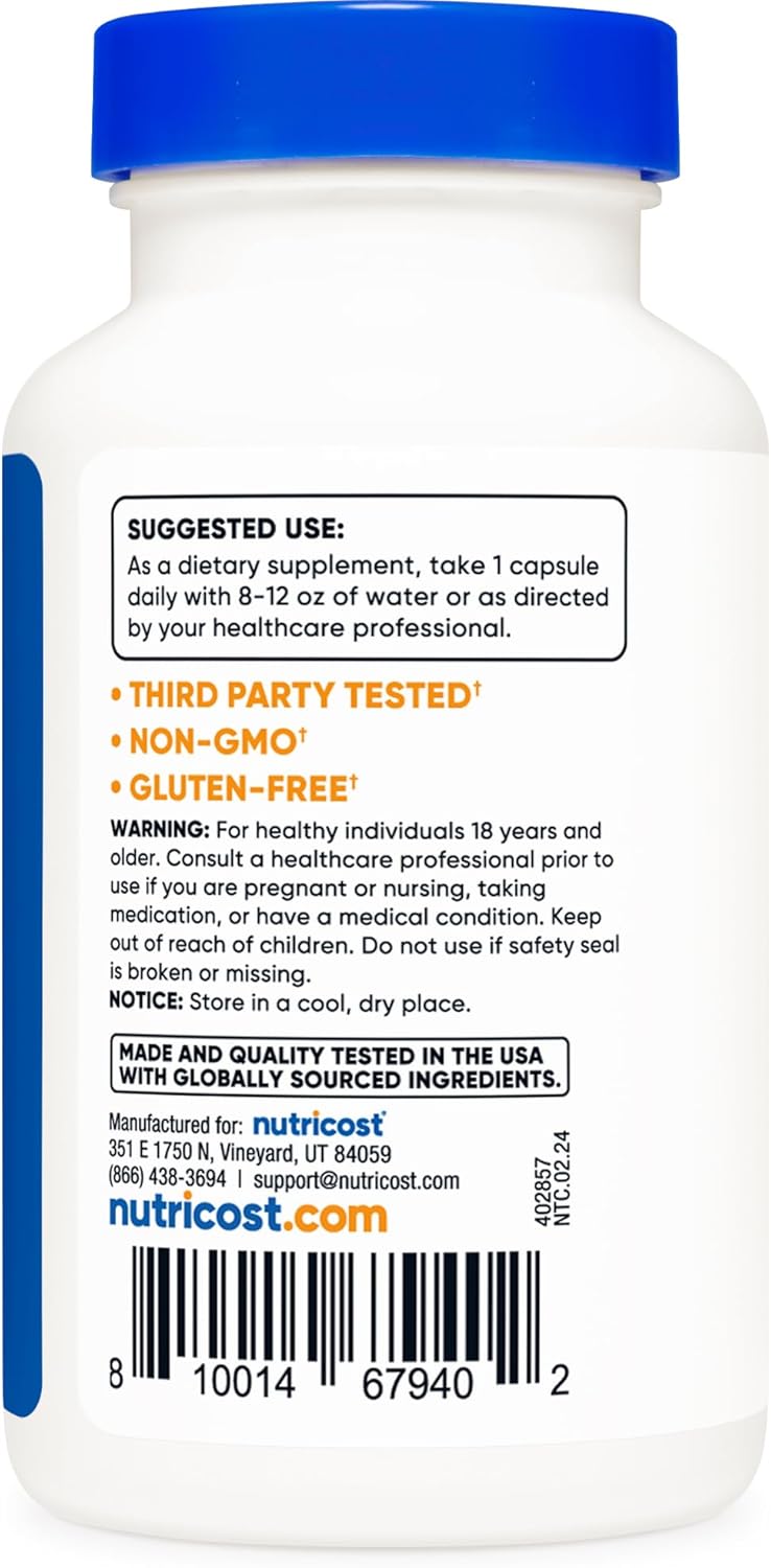120 Vegetarian Capsules of Nutricost Lactobacillus Acidophilus with 10 Billion CFU