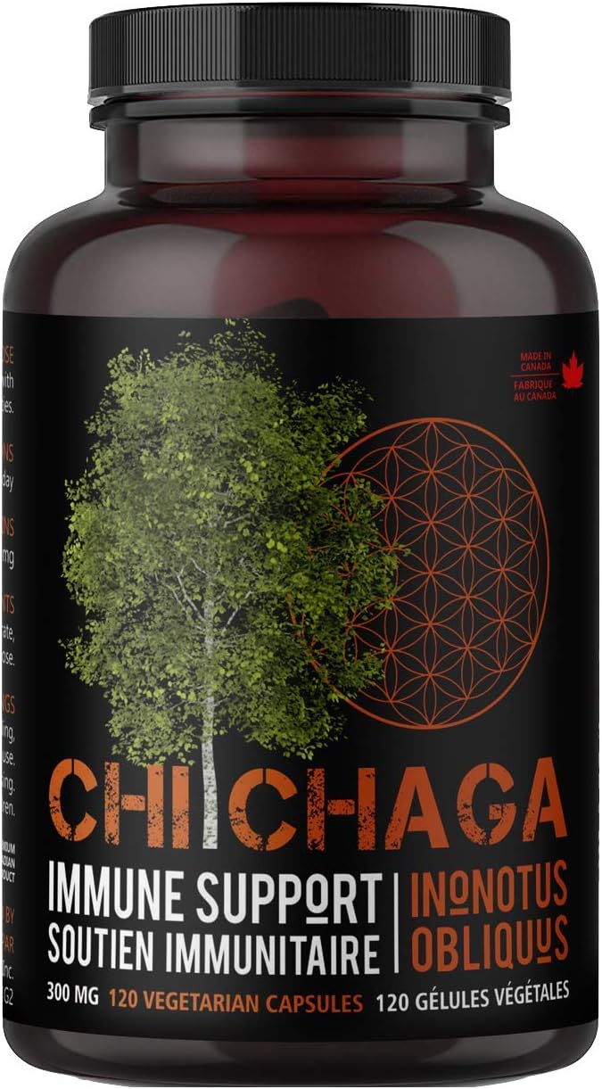 120 Vegetarian Chaga Mushroom Capsules for Immune Health Support