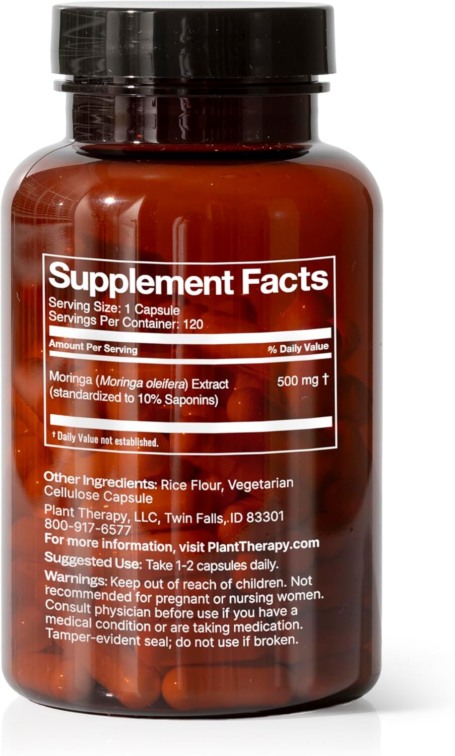 120 Vegetarian Moringa Herbal Supplement Capsules for Whole-Body Wellness, Energy & Immune Support - Made in the USA - 4 Month Supply