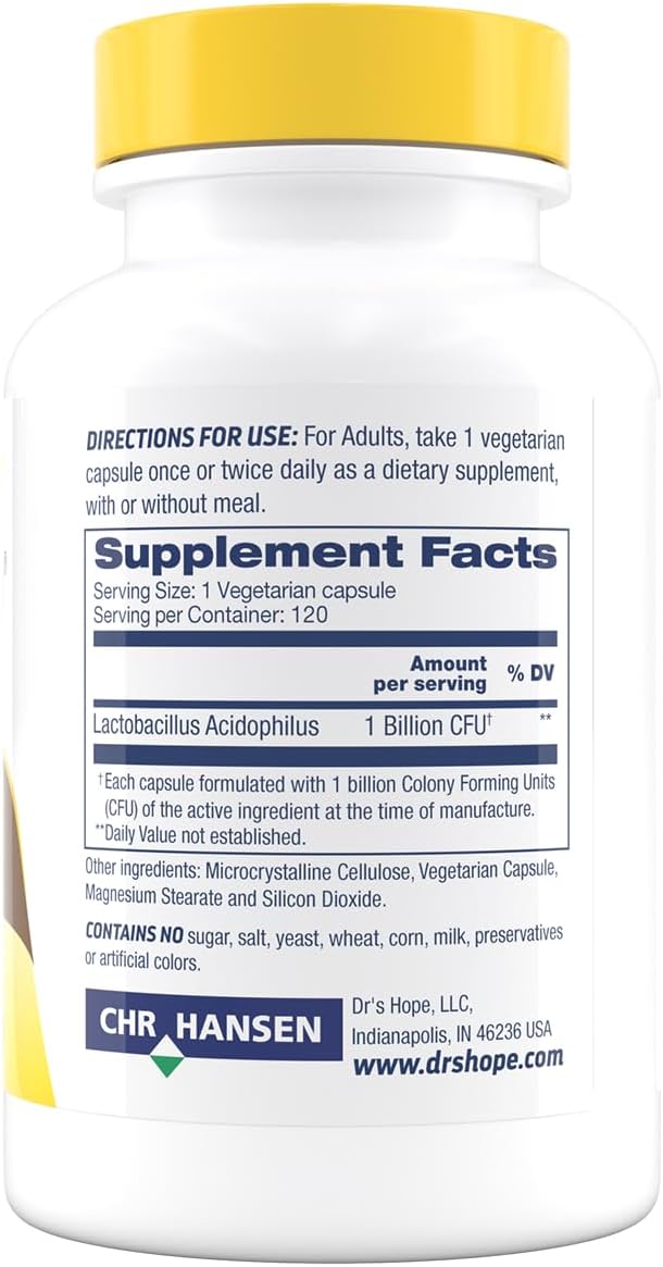 120 Veggie Capsules Lactobacillus Acidophilus 1B CFU Probiotics - Supports Digestive, Immune & Gut Health - Made in USA