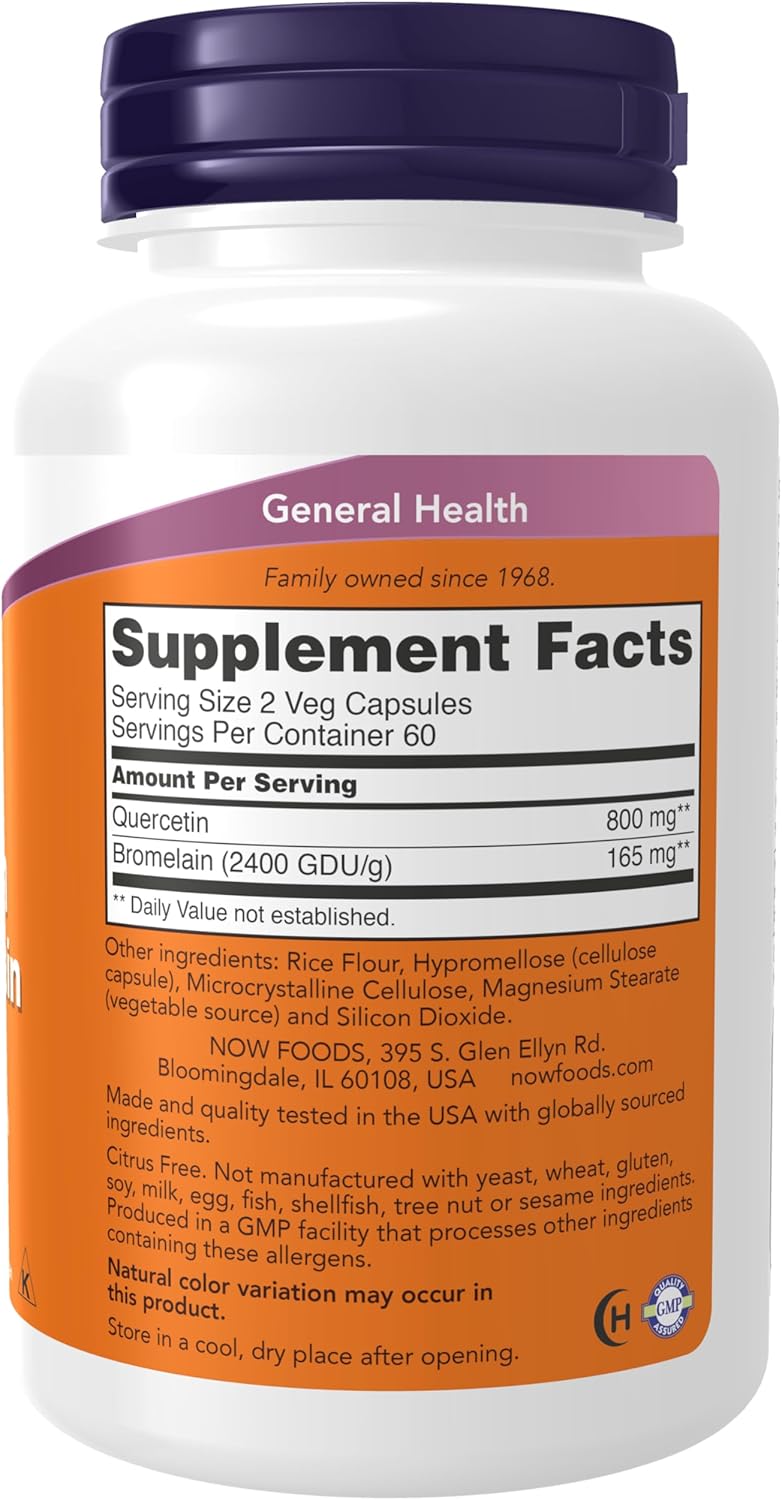120 Veggie Capsules of NOW Foods Quercetin with Bromelain for Immune Support and Allergy Relief