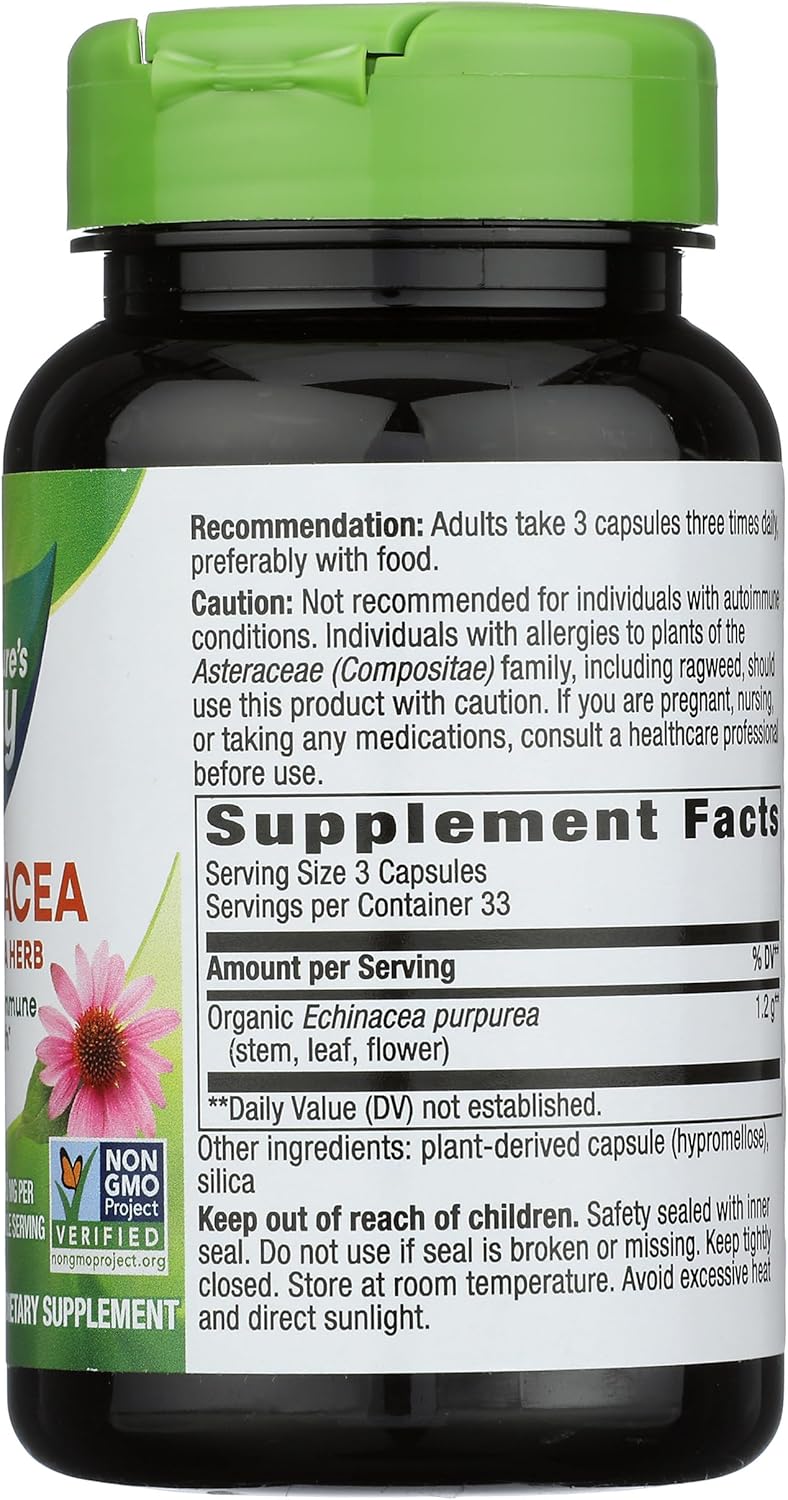 1,200 Mg Per Serving Nature's Way Echinacea Purpurea Herb Capsules - 100 Count