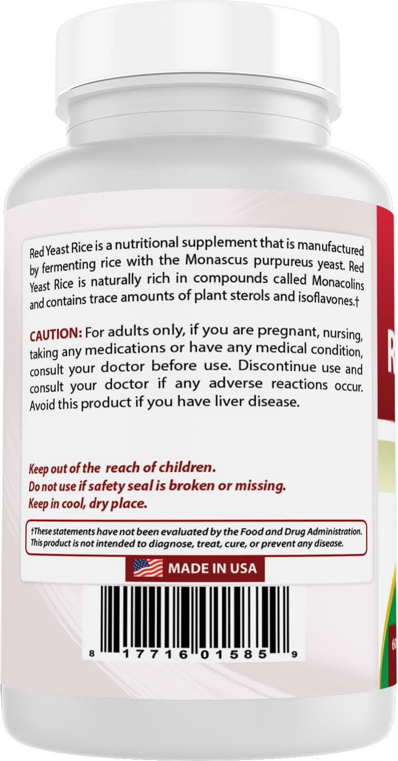 1200 Mg Red Yeast Rice Tablets for Healthy Cholesterol - Pack of 6 (60 Count) by Best Naturals - BoostGo Australia