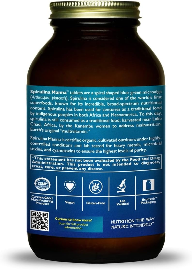 1200 Vegan Spirulina Manna Tablets by HealthForce SuperFoods