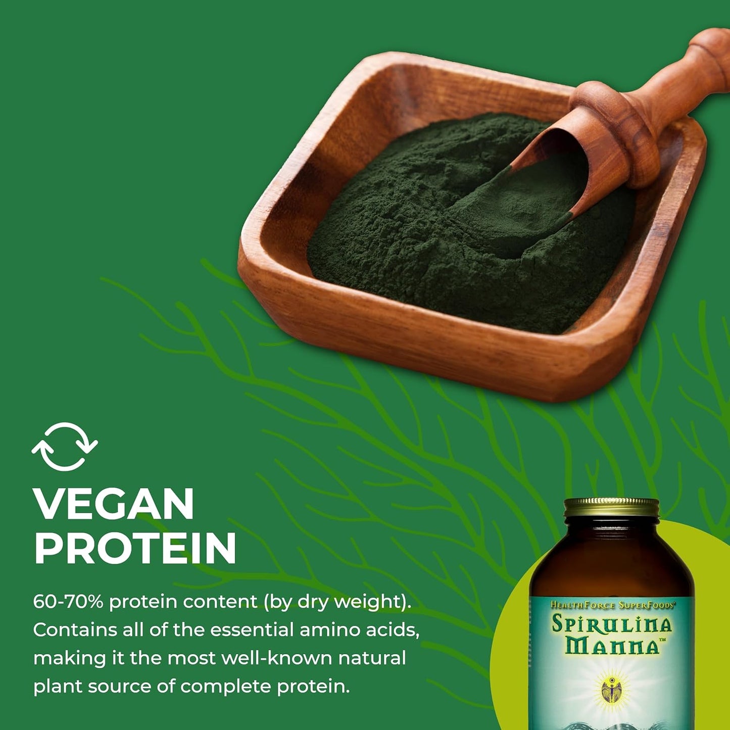 1200 Vegan Spirulina Manna Tablets by HealthForce SuperFoods