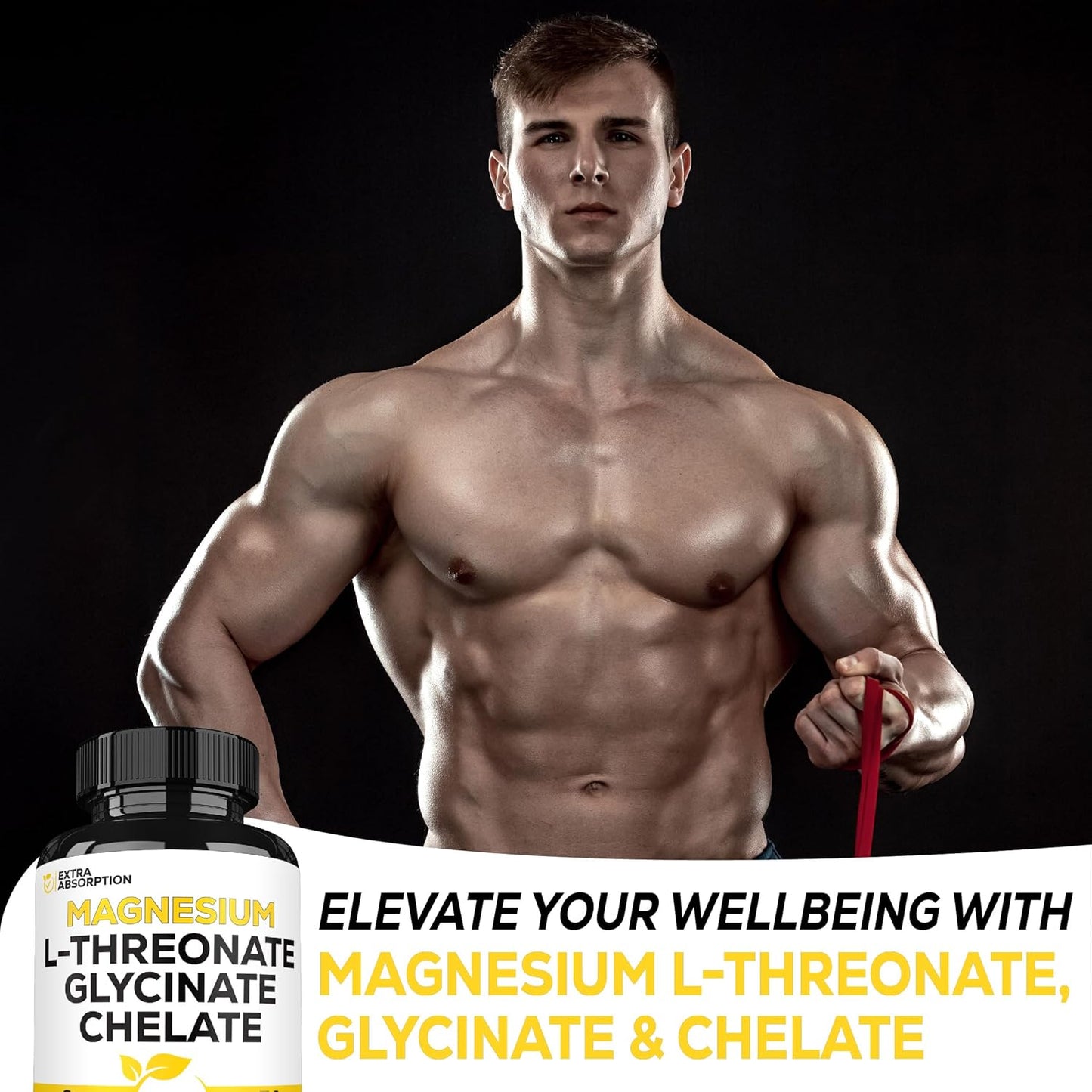 1200mg Magnesium L-Threonate Supplement with Glycinate & Chelate - 2 Packs of 50 Capsules