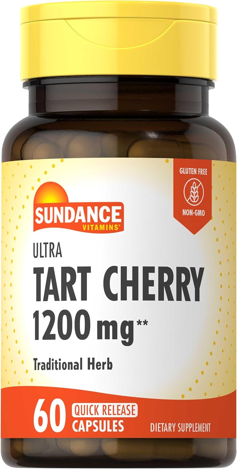 1200mg Sundance Tart Cherry Capsules - 60 Count Traditional Herb Supplement Non-GMO Gluten Free