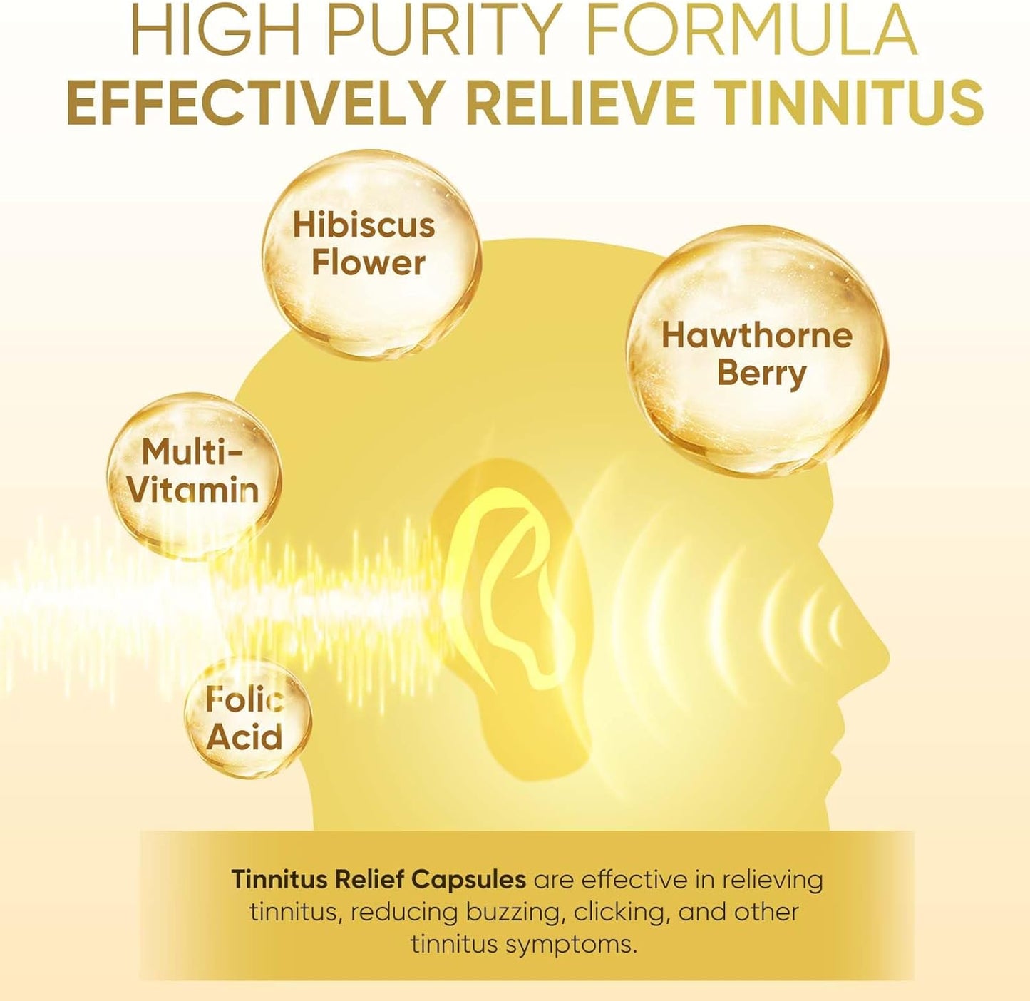 1200MG Tinnitus Relief Caplets with Flavonoids & Vitamin C for Ear Health