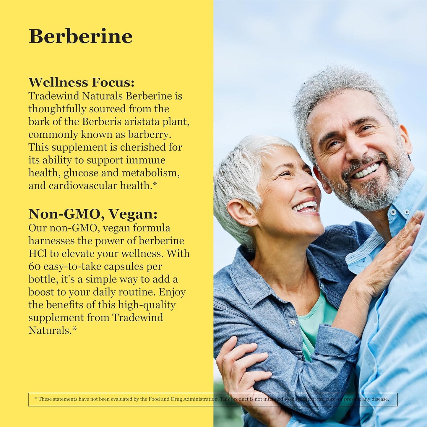 1200mg Tradewind Naturals Berberine Capsules - Vegan & Non-GMO - Promotes Heart, Digestive, and Immune Health - 60 Veg Caps