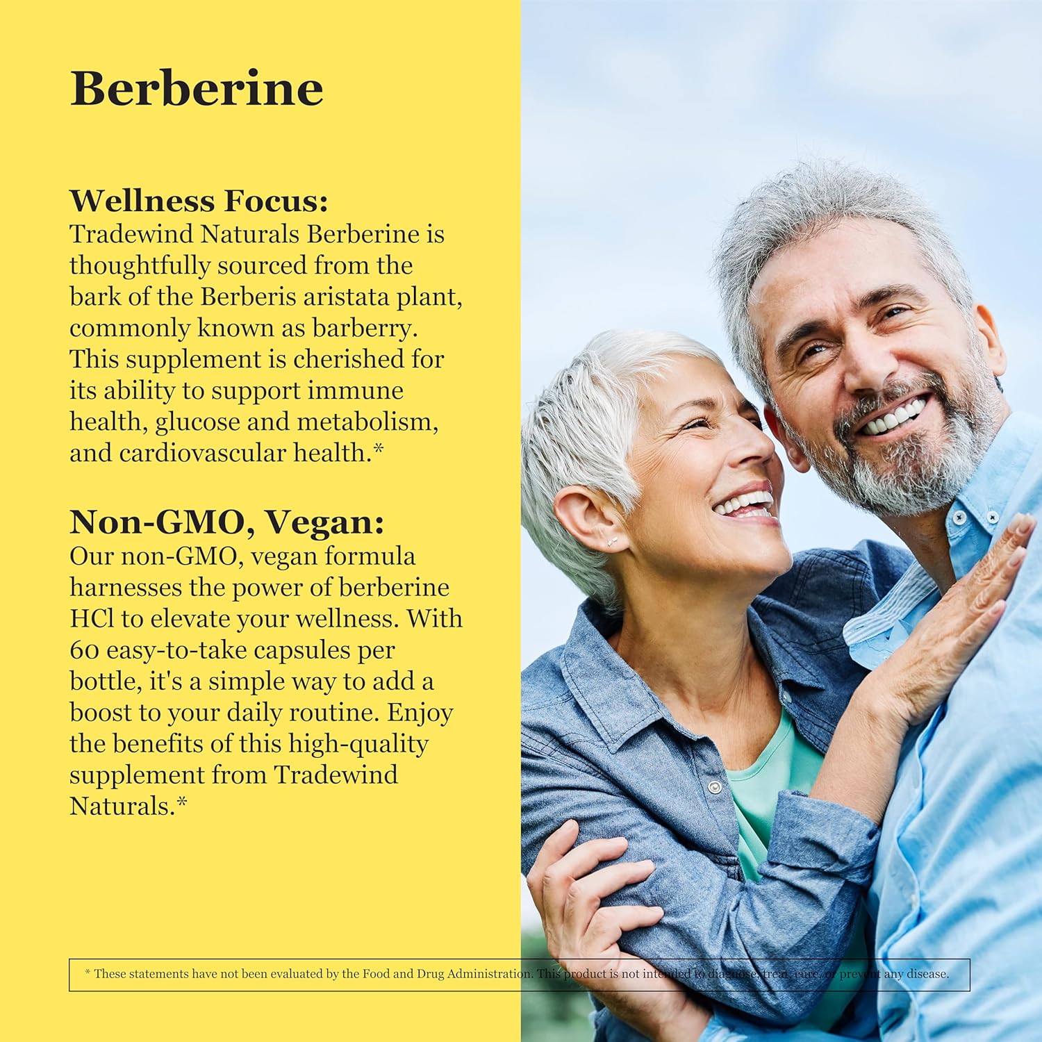 1200mg Tradewind Naturals Berberine Capsules - Vegan & Non-GMO - Promotes Heart, Digestive, and Immune Health - 60 Veg Caps