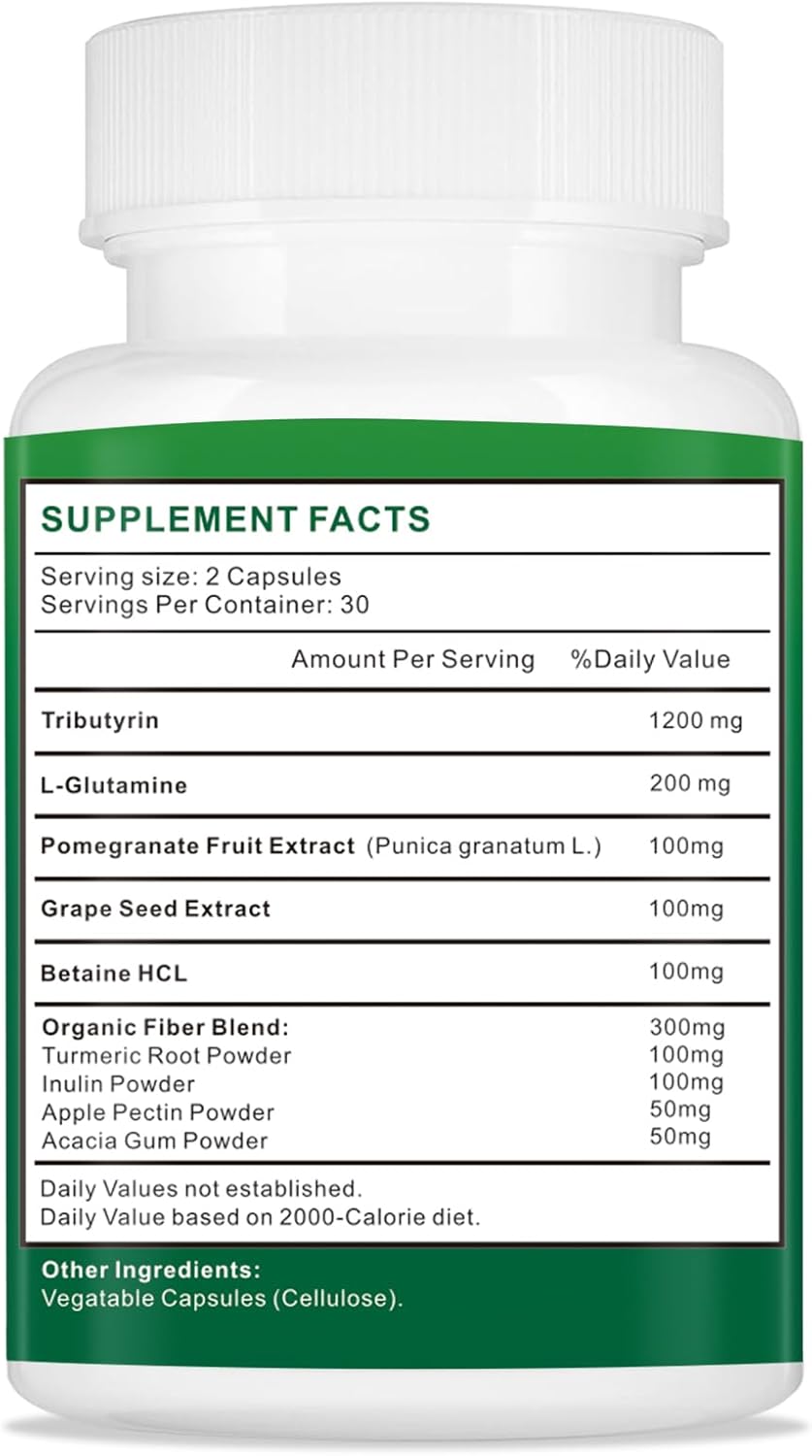 1200mg Vegan Butyrate Gut Health Supplement for Digestive Health - 60 Softgels, Uarcool Tributyrin for Leaky Gut, Colon, Microbiome