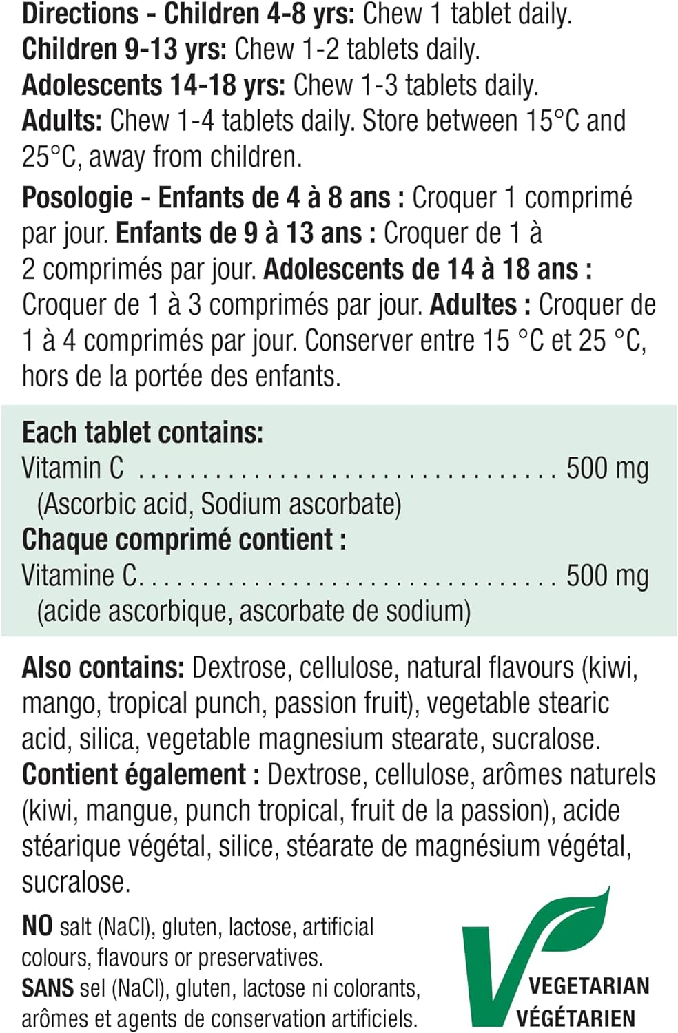 120ct Jamieson Chewable Vitamin C 500 mg with Exotic Tropical Fruit Flavor, Imported from Canada