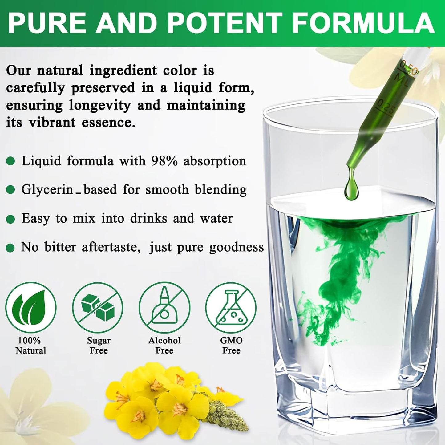 120ML Mullein Leaf Extract Drops for Lung Cleanse - Natural Supplement for Immune & Respiratory Health Support - Ideal for Smokers