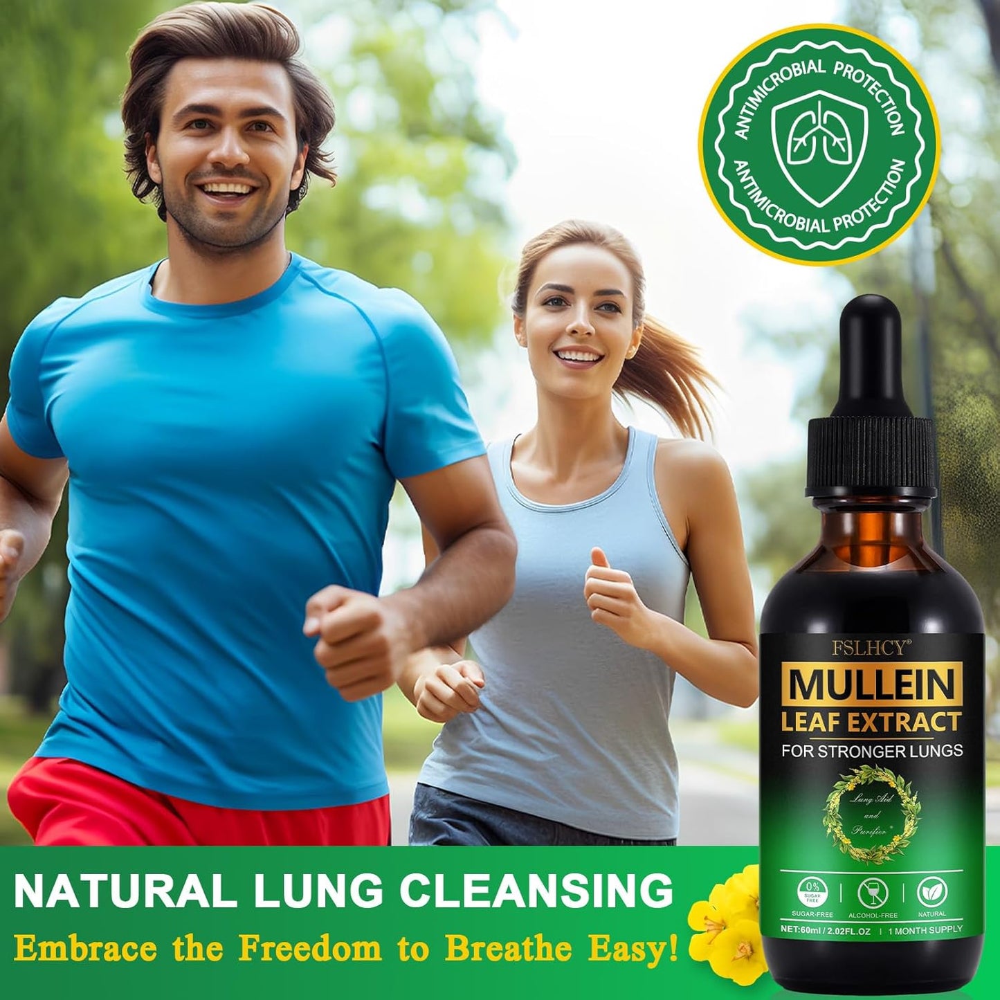 120ML Mullein Leaf Extract Drops for Lung Cleanse - Natural Supplement for Immune & Respiratory Health Support - Ideal for Smokers