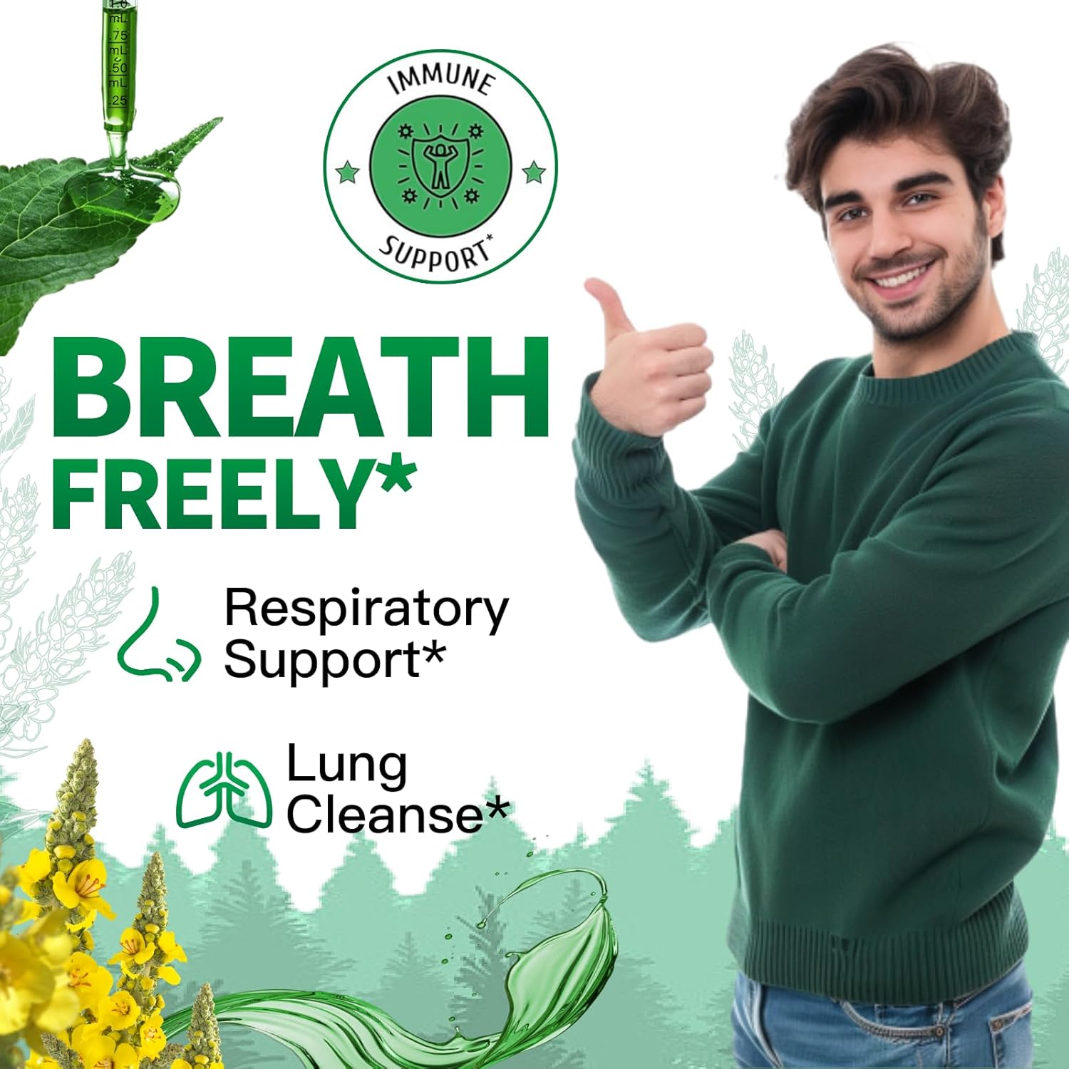 120ml Mullein Leaf Tincture for Lung Cleanse - Vegan Lung Detox & Respiratory Health - Immune Support Drops - Natural Liquid Extract - 4 fl.oz.