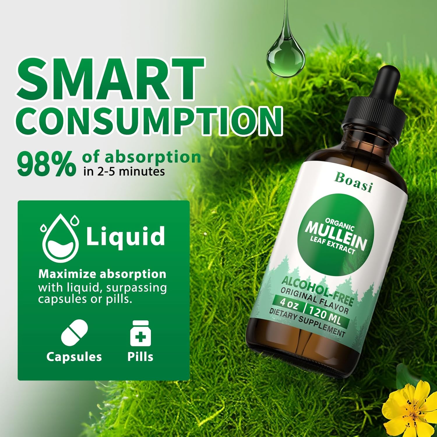 120ml Mullein Leaf Tincture for Lung Cleanse - Vegan Lung Detox & Respiratory Health - Immune Support Drops - Natural Liquid Extract - 4 fl.oz.