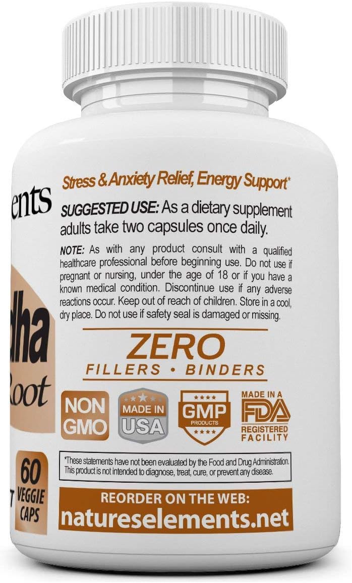 12:1 Standardized Ashwagandha Root Extract Capsules - 1 Month Supply - 500mg Vegan Formula