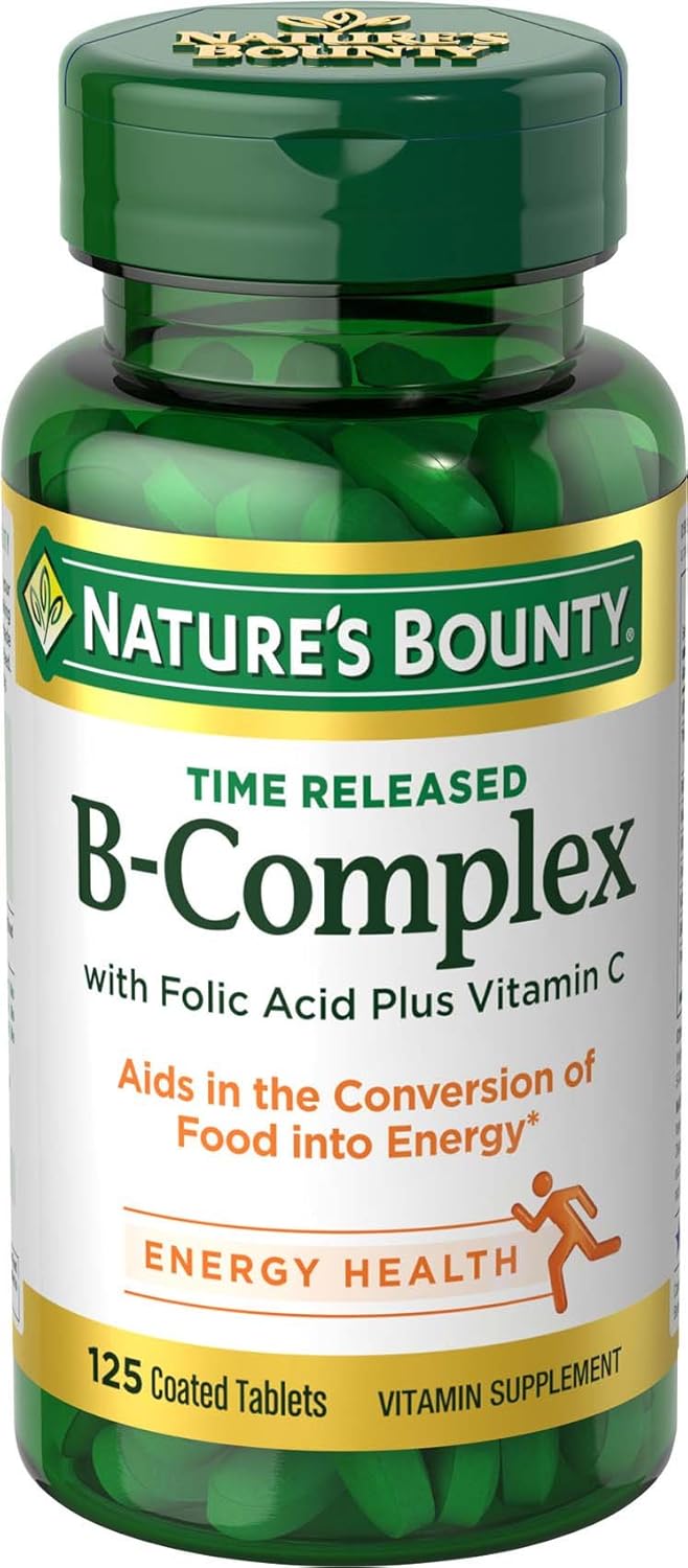 125 Count Nature's Bounty Vitamin B Complex with Folic Acid & Vitamin C Time Release Tablets