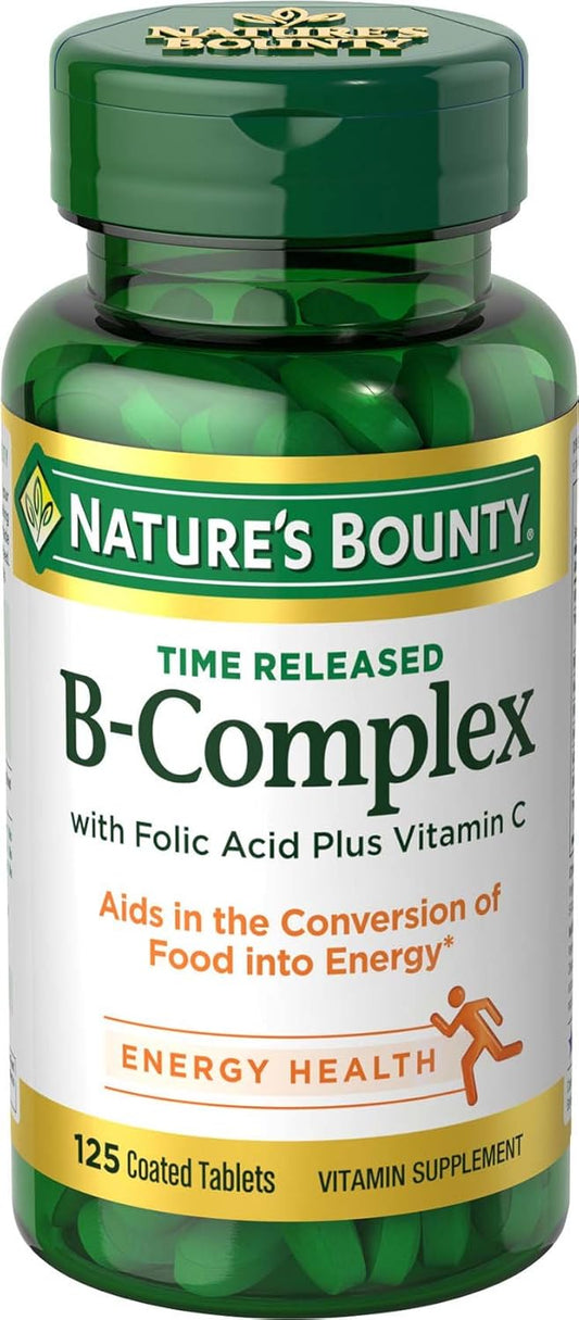 125 Count Nature's Bounty Vitamin B Complex with Folic Acid & Vitamin C Time Release Tablets