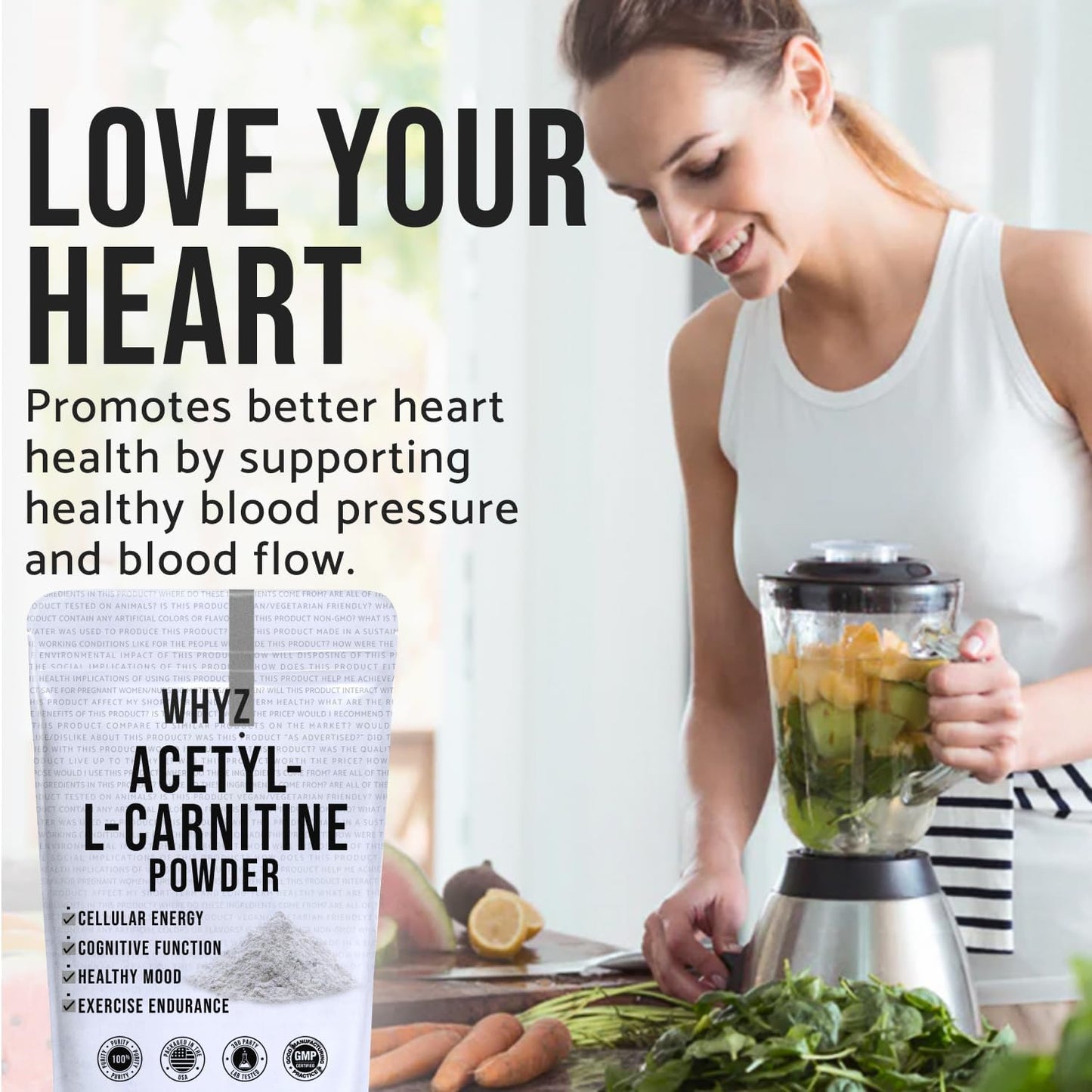 125g Gluten-Free ALCAR Powder for Cognitive Function & Energy - 250 Servings