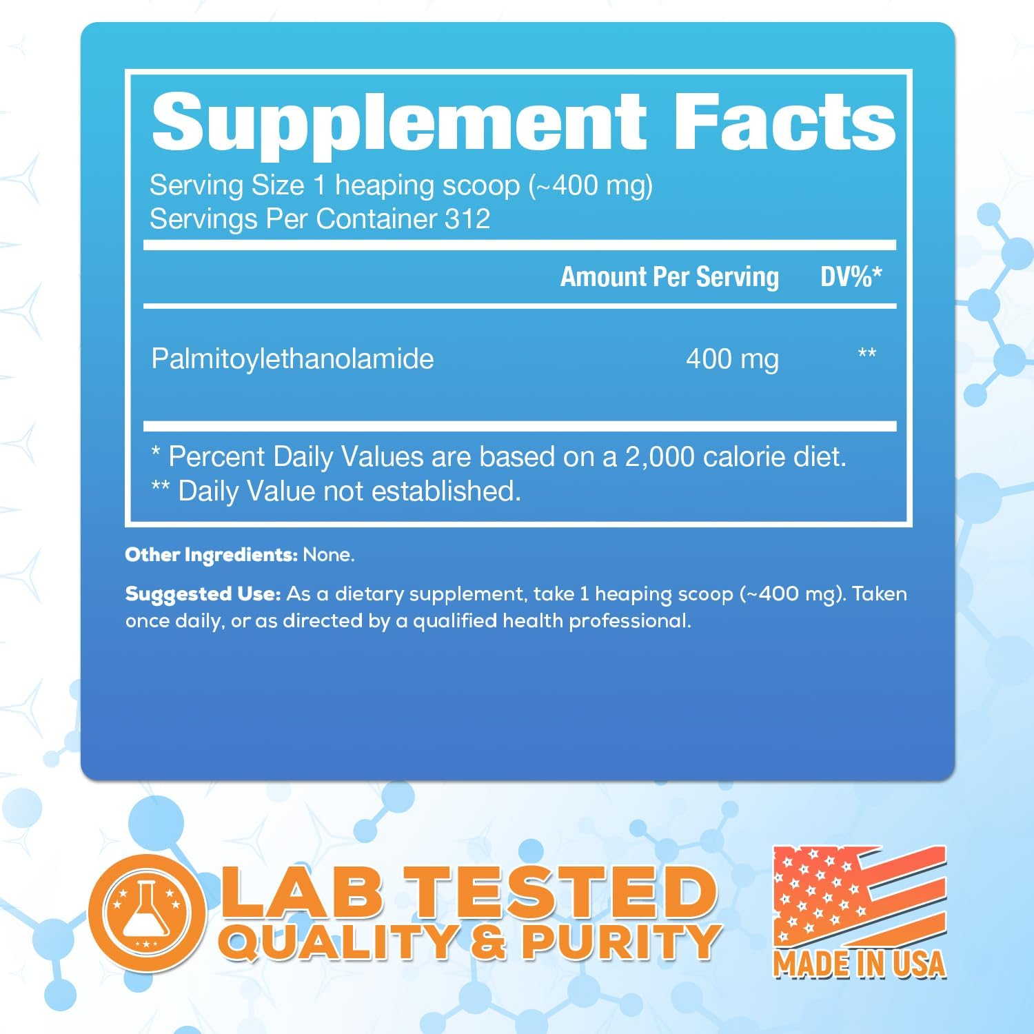125g Palmitoylethanolamide Powder for Natural Inflammation Relief | Pea 400mg Scoop | Harvest Naturals