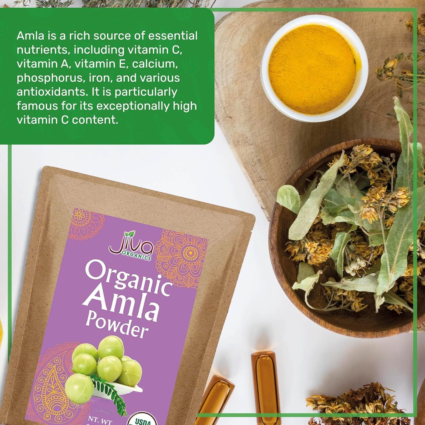 1.25LB Jiva Organics Amla Powder - Gluten Free, Non-GMO, Pure Amalaki Powder, Vitamin C, Lab Tested, 100% Raw & Natural