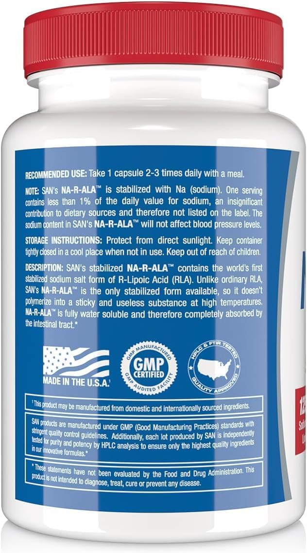 125mg High Potency Na-R-ALA Capsules for Increased Absorption - 60 Count