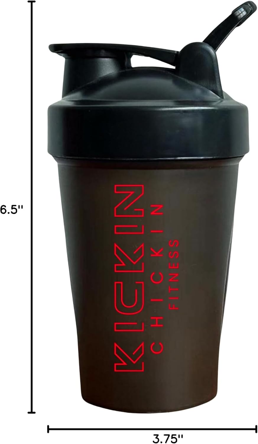 12oz Kickin' Chickin' Shaker Bottle Mixer for Pre and Post Workout - Crimson/Midnight Color Option