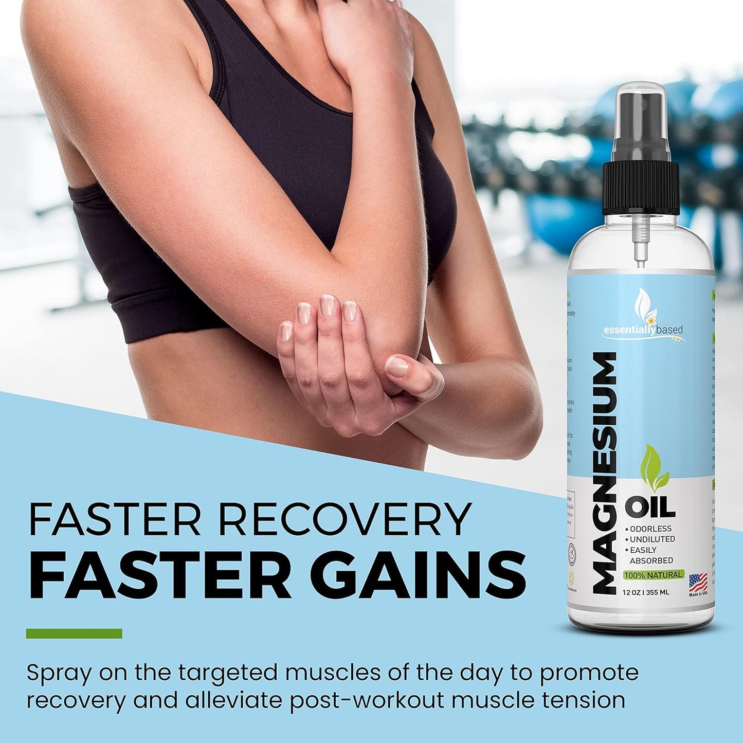 12oz Pure Magnesium Oil Spray for Sleep - Extra Strength Formula with Less Sting and Itch - Natural and Organic - Made in USA