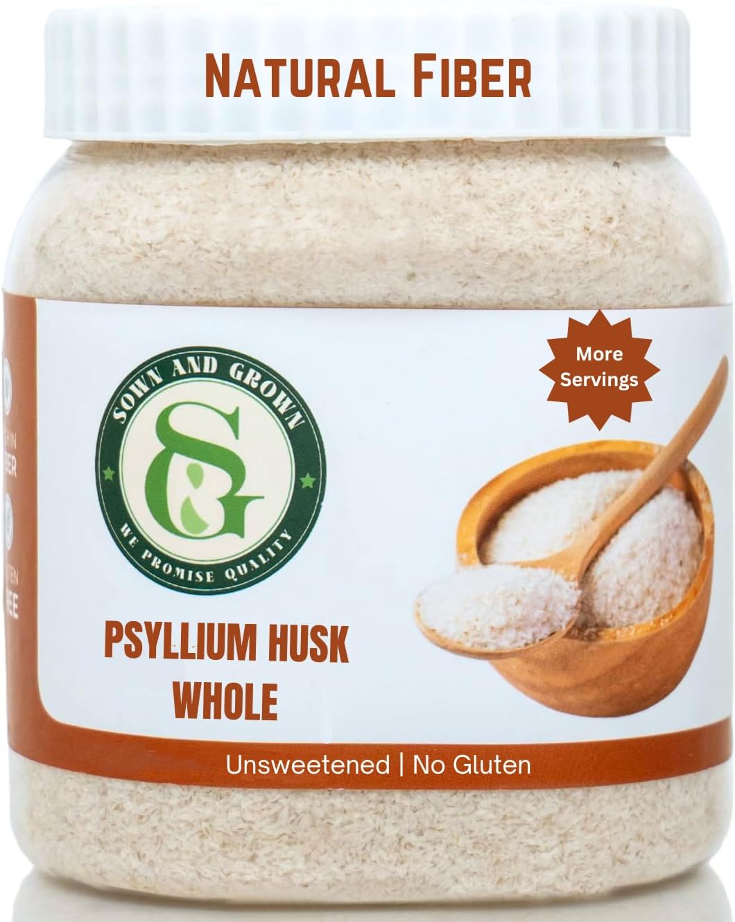 12oz Sownandgrown Whole Psyllium Husks - Rich in Dietary Fiber - Gluten-Free - Promotes Digestive Health - 68 Tablespoon Supply - Unflavored